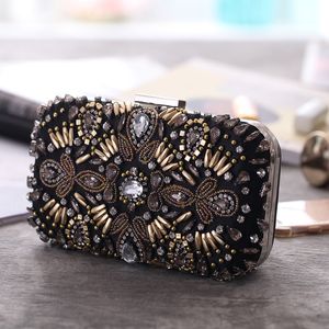 Nieuwe handgemaakte kralen bruiloft diner clutch bags Diamond Party Portemonnee bloemen met ketting MN1493