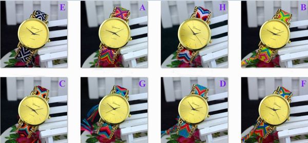 Nouvelles montres de Genève tressées à la main, bracelet d'amitié, montre tissée à la main pour dames, montres à quartz, couleurs par DHL