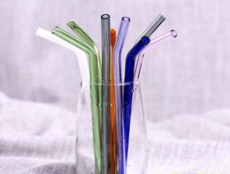 NIEUWE Handgemaakte Gekleurde Glazen Stro Milieuvriendelijke Huishoudelijke Glazen Pipet Tubularis Snurken Stuk Tube Bend Herbruikbare Rietje Voor Ba8706490