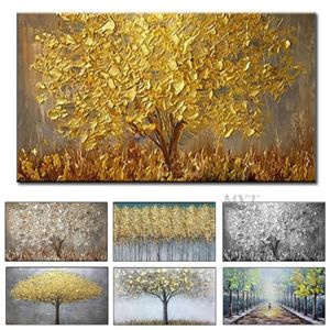 Nouveau fait à la main grande toile moderne Art peinture à l'huile LNIFE peintures d'arbre d'or pour la maison salon el décor mur Art Picture288q