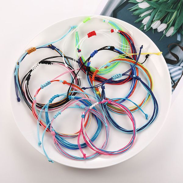 Pulseras tejidas de cuerda hechas a mano de colores mezclados, joyería de cadena trenzada de amistad multicapa para mujeres y hombres, decoración de fiesta