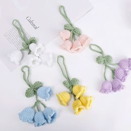 Nouveau tissage à la main fleur carillons éoliens porte-clés lanière tricot Anti-perte anneau boucle voiture porte-clés fille sac pendentif bijoux