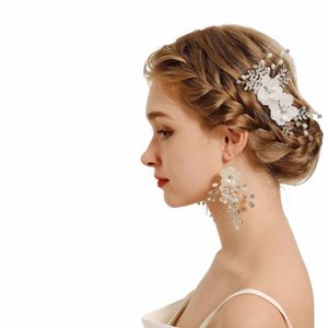 Nieuwe handgemaakte bruiloft haar kam blad fr Bridal Hairspins Pearl Rhineste Head Jewelry Girls Wedding Haar Accessies V9CL#
