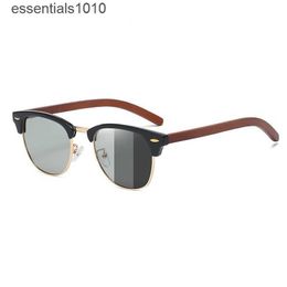 Nouvelles lunettes de soleil à pied en bois faites à la main métal moitié Oakleies lunettes de soleil polarisées changeantes de couleur pour hommes lunettes de soleil de conduite spéciales