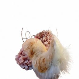 Nieuwe Handgemaakte Werk Bruin Geel Hond Oren Vouw Stijl Hairhoop Staart Haarbanden Hoofdband Hoofddeksels Cosplay Kostuum Accories 44T6 #