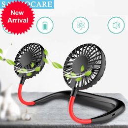 Nouveau bandeau de cou mains libres suspendu USB Rechargeable double ventilateur Mini refroidisseur d'air été Portable 2000mA Sarmocare