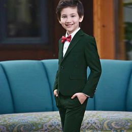 Nouveaux costumes beaux-costumes Blazer Kid's Costumes Green Prom Wedding Boy Tuxedo Enfants Vêtements Ensemble mignon costume formel 2pcs Jacket Pants2304