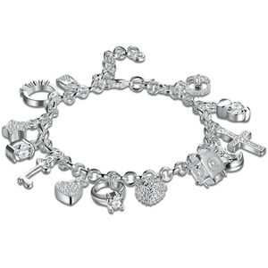 Nieuwe Opknoping 13 Stuks Armband Kruis Zilver Kleur Armband Onregelmatige Mode-sieraden Voor Vrouwen Lady Gift266z