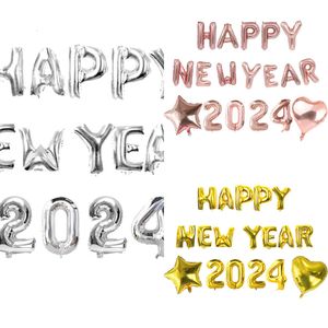 Ballons Happy 2024 en aluminium, chiffres et lettres dorés, décoration de noël, fête du nouvel an, cadeau, accessoires Photo, nouvelle collection