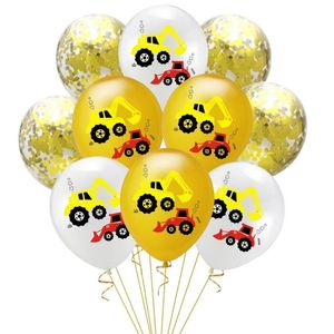 Ballons de décoration de fête d'anniversaire, bannière, fournitures de fête, véhicule de Construction, camion de pompiers, accessoires en aluminium imprimés, nouvelle collection