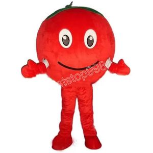 Nouveaux Costumes de mascotte de tomate rouge heureux Noël fantaisie robe de soirée personnage de dessin animé tenue costume adultes taille carnaval publicité de pâques