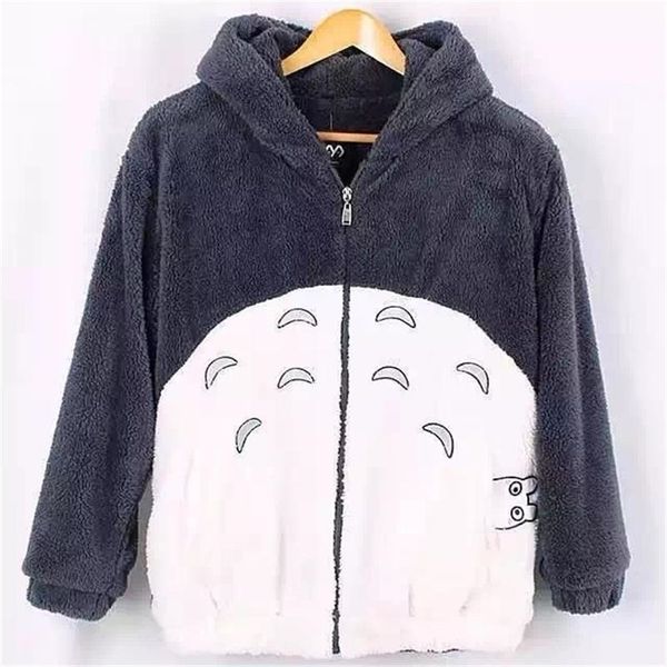 Nouveau Harajuku Totoro Kawaii Sweat à capuche Mon voisin manteau cosplay polaire pardessus avec oreilles Harajuku vestes mignonnes Noël T200102