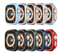 Slimme horloges draagbare hoes voor Apple Watch Ultra 49mm slanke pc schokbestendige bumperhoes huid