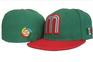 Nouveaux chapeaux Casquettes ajustées Chapeau d'équipe Couleur verte Casquette mexicaine Toutes les tailles Mix Match Order Toutes les casquettes Chapeau de haute qualité