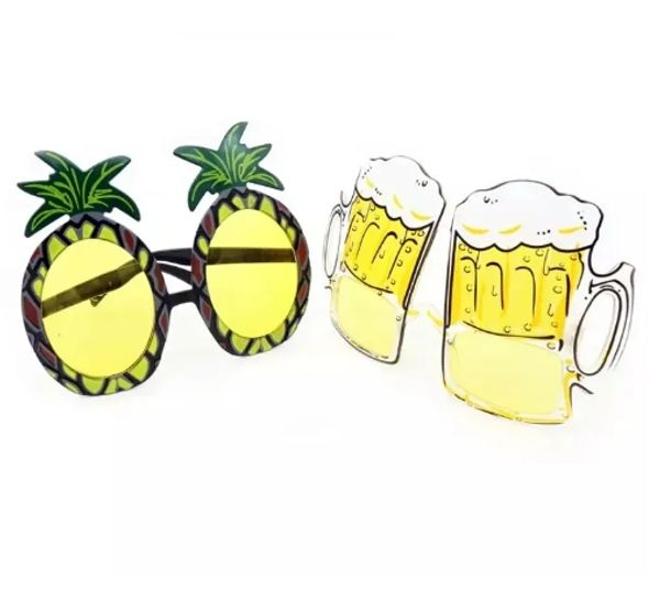 NOUVEAU Lunettes de soleil hawaïennes d'ananas de plage Lunettes de bière jaunes HEN PARTY FANCY DRESS Lunettes drôle Halloween Cadeau Fashion Favor 395QH