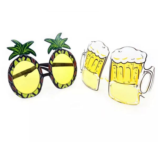 Lunettes de soleil de plage hawaïennes en forme d'ananas, verres à bière jaunes, robe fantaisie de fête de poule, cadeau d'halloween amusant, cadeau de mode, nouvelle collection