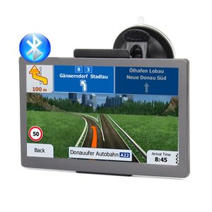 HD 7 pulgadas coche Bluetooth navegación GPS inalámbrico AVIN camión navegador 800MHZ RAM256MB transmisor FM MP4 8GB mapas 3D