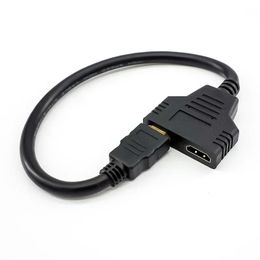 Nieuwe HD-Mi compatibel 2 Dual Port y Splitter HD 1080P V1.4 MANNELIJK TO DUBBELE VROUWELIJKE ADAPTER-KABEL 1 IN 2 OUT CONVERTER AANSLUIT CABOR FOR HDMI ADAPTER CONVERTER