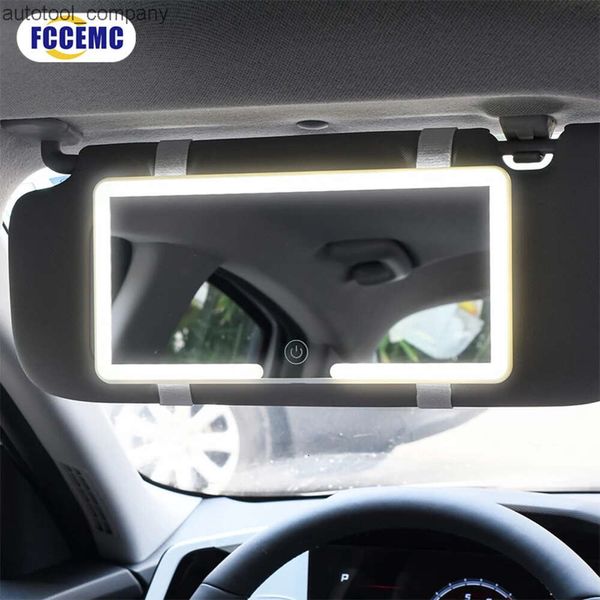 Nuevo espejo HD LED para coche, espejo de maquillaje con ajuste de tres engranajes, placa de visera para el sol, espejo trasero Interior, pantalla táctil regulable, espejo de tocador automático