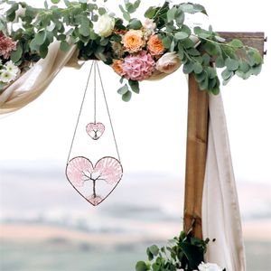 Nouveau Guérison Double Coeur Arbre de Vie Pendentifs Suspendus collier Ornement Chakra Feng Shui Pierres Précieuses Méditation Spirituelle Jardin De Mariage Décor À La Maison pour les femmes aiment