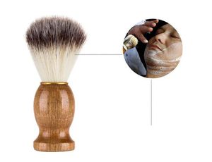 Nouvelle santé hommes blaireau Salon hommes visage barbe nettoyage appareil rasage outil rasoir brosse avec manche en bois pour hommes KD1