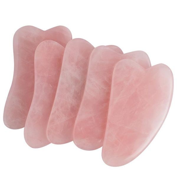 Nuevo Tablero de Jade Guasha de cuarzo rosa saludable, raspador de piedra Natural, herramientas chinas Gua Sha para cara, cuello, espalda, presión de acupuntura corporal
