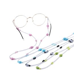 Nueva cadena de cuentas de corazón, soporte para cordón para gafas, rosa, azul, verde, cordón para gafas de moda, accesorios para gafas, venta al por mayor para mujeres