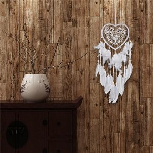 NIEUWE HART Vorm LED Dream Catcher Kant Dreamcatcher Wind Chimes Feather Bead Hanging Decoration Ornament Valentine's Day Gift