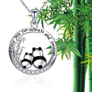 Nieuwe hartvormige waterdiamant Pendant Legering Schilderde Oil National Treasure Panda ketting Moederdag sieraden