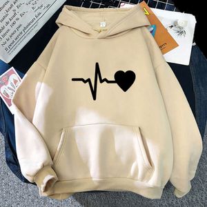 Nieuwe hartslag Hoodies Men Vrouwen esthetische sweatshirts missen je knuffel me geprinte paar pullovers winter herfst fleece sportkleding