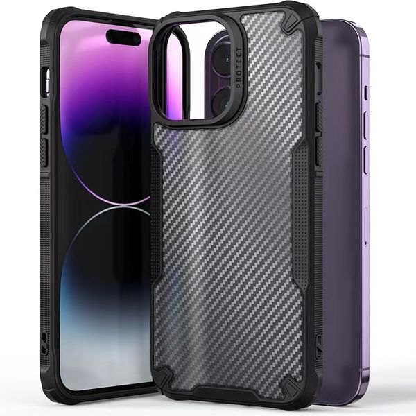 Nueva funda híbrida para teléfono de grado militar resistente para iPhone 15 14 Plus 13 12 Pro Max Samsung Galaxy S23 Funda ultra a prueba de golpes con armadura de fibra de carbono