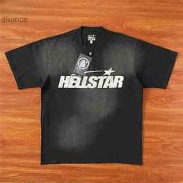 New Hellstar Studios Mens and Womens Big- Cotton T-shirts à manches courtes High Street T-shirt Wash Gray Craft Unisexe Smlxl