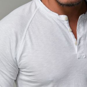 Nieuwe Henley Shirt Mannen Lange Mouwen Button Placket Mens T-shirt Casual Slim Fit Solid Color Hip Hop Tee Shirt Homme Camisetas Y0322