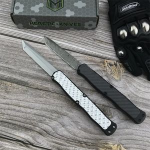 NIEUWE HERETISCHE CLERIC II TACTICAL Automatisch zakmes Damascus/D2 Blade Aluminium ingelegd met koolstofhandgreep Zelfverdediging Militaire gevechtsmessen voor mannen Survival uitrusting