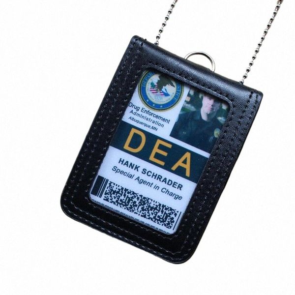 Nouveau style Hg Kg Reporter Police Cou militaire Badge ID Titulaire de la carte de crédit en cuir Nom Tag Cases Pouch v6dH #