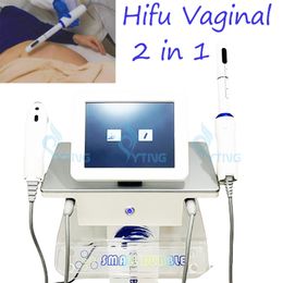 Nueva máquina de belleza HIFU 2 en 1 elevación de la cara Apretado vaginal Anti -envejecimiento Cuidado de la piel Ultrasonido de alta intensidad Dispositivo de adelgazamiento ultrasónico