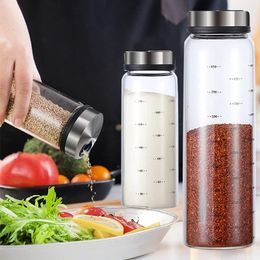 Nouveau assaisonnement en verre borosilicate élevé peut pivoter les épices à épices de cuisine saline sésame bouteille de joint de condiments solides avec lidage rotatif pour vitre