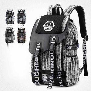 Nueva mochila coreana de alta capacidad para escuela secundaria y secundaria, tendencia de moda para hombres, mochila escolar con grafiti, mochila fuerte para mujeres 230815