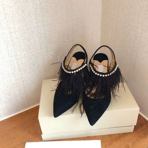 Nouvelles chaussures de créateur haut de gamme Fashion Fonction de cuir féminin Chaussures formelles formelles pointues talons hauts 9,5 cm chaussures de banquet