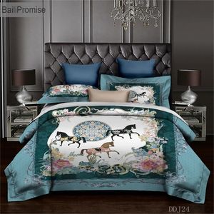 nouvelle mode haut de gamme h Cheval usine d'oiseau de style chinois Plaid bande housse de couette ensemble de draps King Bedding Set jaune T200615