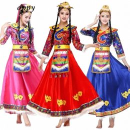 Nueva gama alta Lg Secti de trajes de danza tibetana minoría femenina adulta mangas tibetanas ropa de rendimiento delgado L3RO #