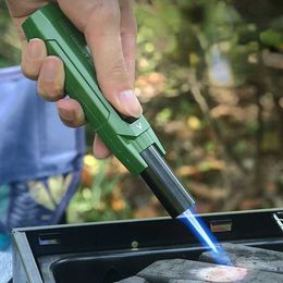 Nueva pistola de llama inflable a prueba de viento de alta potencia para acampar al aire libre, barbacoa, cocina, encendedor, turbina de Metal, sin Gas, regalos para cigarros