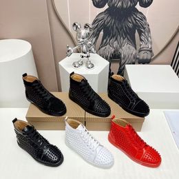 Avec Box Italie Chirstians Bas Rouges Chaussures Habillées Hommes Femmes Baskets Designer Haut Bas Bottes Noir Blanc Plateforme De Luxe Hommes Femmes Baskets 36-47