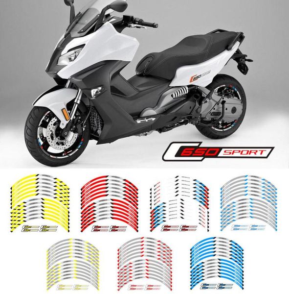 Autocollant de roue de moto de haute qualité, 12 pièces, bande réfléchissante, jante pour BMW C650 sport2817126, nouvelle collection