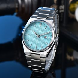 Nieuwe hoge kwaliteit 40 MM T quartz dagkalender datum horloges heren roestvrijstalen waterdichte polshorloges met logo