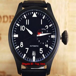 Nieuwe hoge kwaliteit Big Pilot's Black PVD IW501901 automatisch mechanisch herenhorloge zwarte wijzerplaat lederen band heren sporthorloges276m