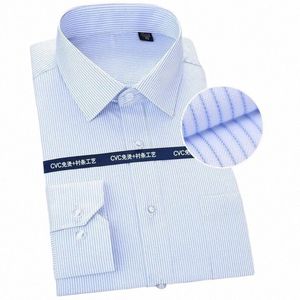 Nouveau haute qualité Cott hommes Dr Lg manches chemise solide mâle grande taille coupe régulière rayure Busin chemise blanc bleu chemises 55DD #