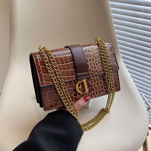 Nieuwe hoogwaardige dubbellaagse kleine vierkante kettingtassen riem crossbody één schouder flap slotgesp dameshandtas