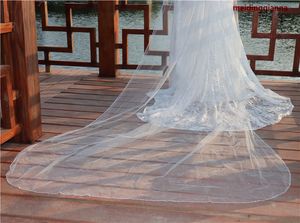 Nouveau Haute qualité élégant strass bord blanc ivoire cathédrale longueur une couche voile de mariage alliage peigne Meidingqianna marque