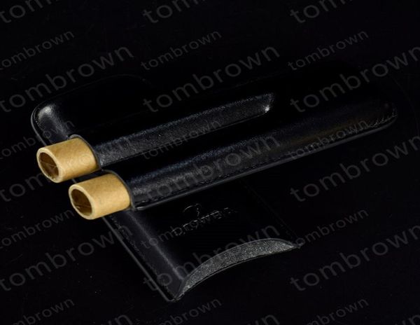 Nouvelle qualité exquise de haute qualité et support de cuir noir de qualité fiable 2 tube de voyage cigare Humidor3760421